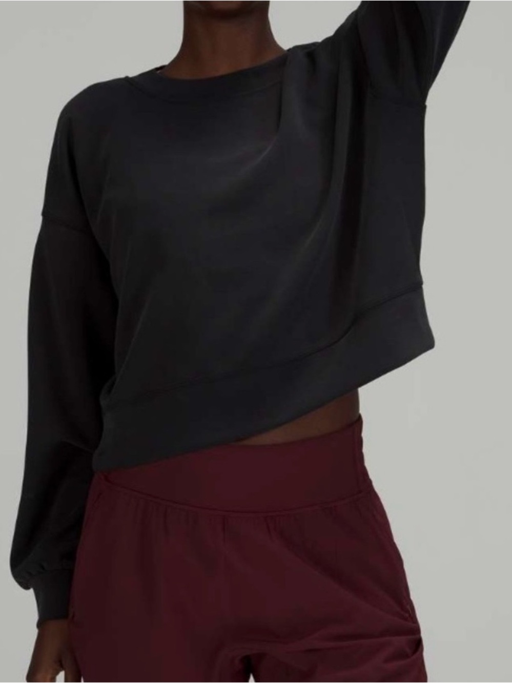 lululemon athletica Black Cropped Crewneck Sweatshirt